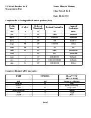 Understanding Metric Prefixes and Base Units: Examples & | Course Hero