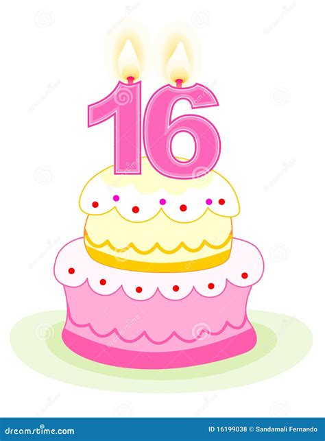 Sweet Sixteen Birthday Cake Vector Illustration | CartoonDealer.com ...