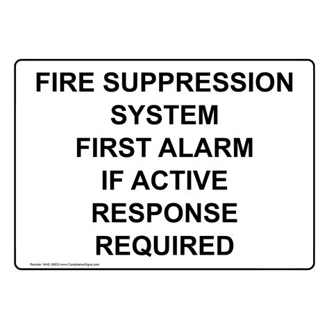 Fire Suppression System First Alarm If Active Sign NHE-30633