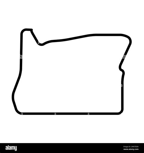 Oregon state of United States of America, USA. Simplified thick black outline map with rounded ...