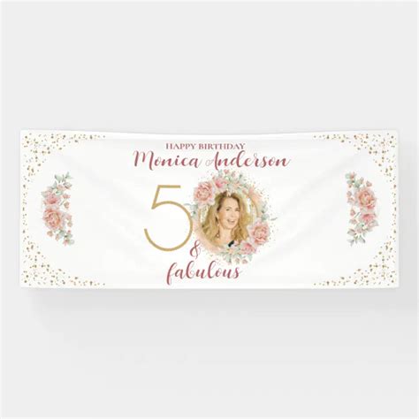 50 and Fabulous 50th Birthday Party Glitter Name Banner | Zazzle