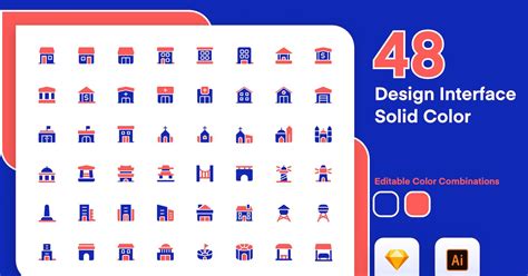 Building Solid Color Icon Set, Graphics - Envato Elements