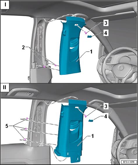 Volkswagen Golf Service & Repair Manual - Assembly overview - B-pillar trim - Interior trims