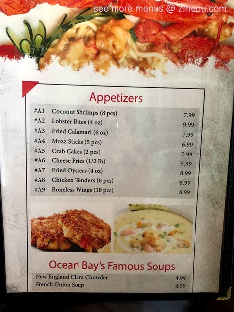 Menu at Ocean Bay Seafood restaurant, Jacksonville