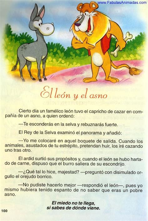 El León y El Asno | Cuentos cortos para imprimir, Cuentos cortitos, Historias cortas para niños