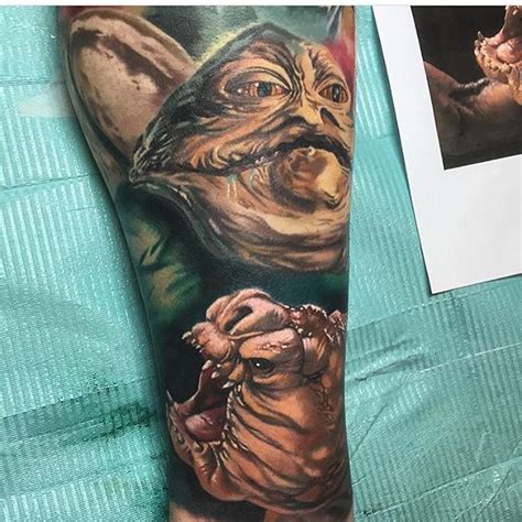 Jabba and rancor by the talented @cjtattoos! War Tattoo, Star Wars Tattoo, Ink Instagram ...