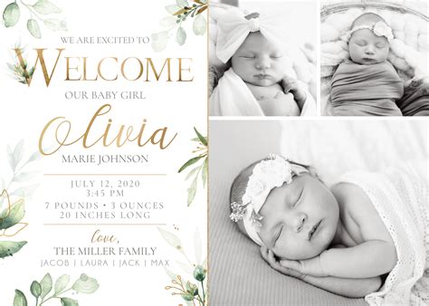 Birth Announcement | Birth Announcement Card | Digital Birth Announcement | Birth Announcement ...