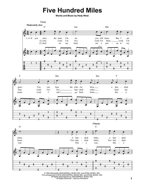 Peter, Paul & Mary Five Hundred Miles Sheet Music Notes, Chords | Sheet ...