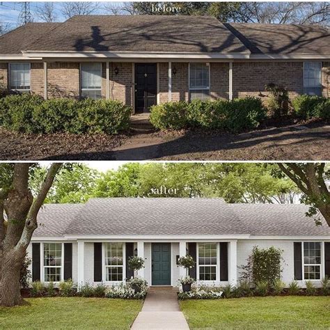 Before and after curb appeal | Home exterior makeover, Painted brick ...