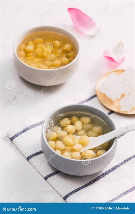 Vietnamese Food, Sweet Lotus Seed Gruel, Ingredients: Lotus Bean Stock Photo - Image of gruel ...