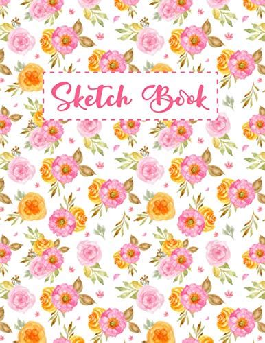 Sketchbook: Colorful Flower Pattern Background Large Blank Sketchbook for Girls and Boys ...