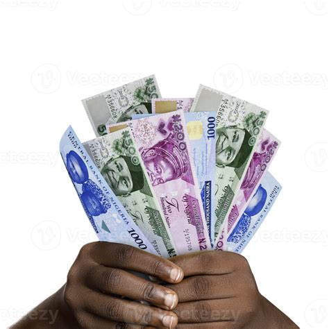 Black hands holding new 3D rendered Nigerian naira notes. closeup of ...