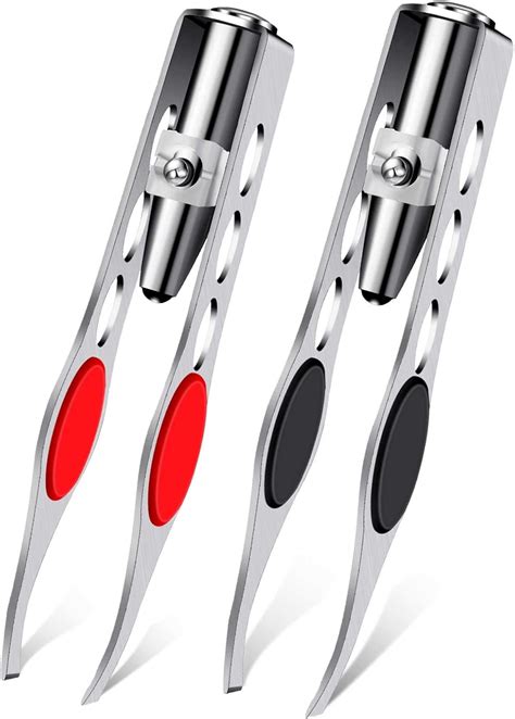 Amazon.com: 2 Pieces Tweezers with LED Light Hair Removal Lighted Tweezers Makeup Tweezers with ...