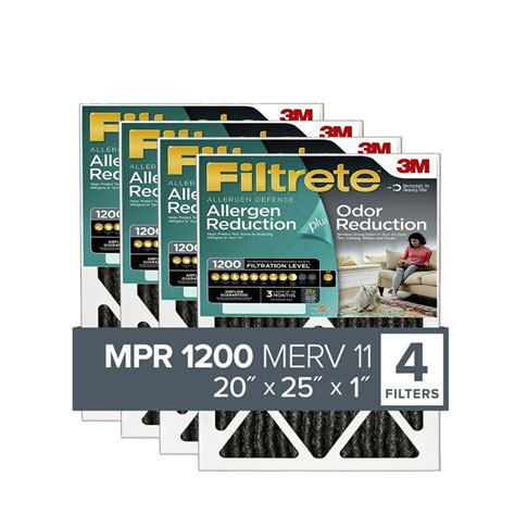 Filtrete 20x25x1, Allergen Plus Odor Reduction HVAC Furnace Air Filter ...