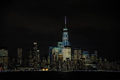 NYC Skyline and The Freedom Tower at Night Photograph by Bob Cuthbert