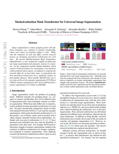 Masked-attention Mask Transformer for Universal Image Segmentation | DeepAI