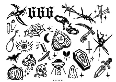 Friday the 13th Tattoo Flash Sheet, Halloween Digital Art Print - Etsy