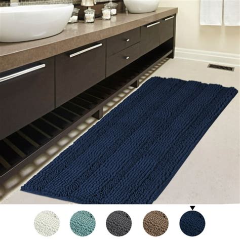 47x17 inch Oversize Non-slip Bathroom Rug Shag Shower Mat Soft Thick Floor Mat Machine-washable ...