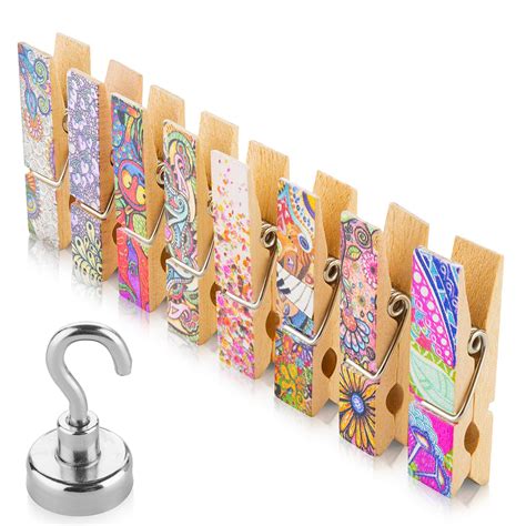 Buy 8 Unique Fridge Magnets Clips + Strong Magnetic Hook - Display Photos & Memos On a ...