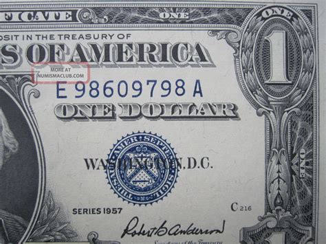 1957 $1 Silver Certificate E - A Block Uncirculated Us Blue Seal 1 ...