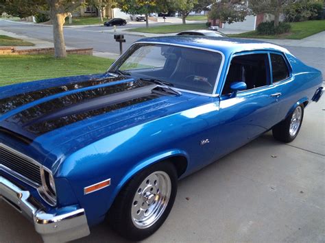 1973 Chevy Nova Classic Car Midnight Blue Stripes