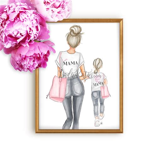 mommy and me art, girly art, girly print, little girl, mom print, girls room, girly decor ...