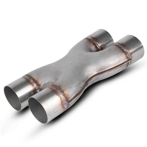 YITAMOTOR®Welded X-Pipe Exhaust Tip 2.5'' Dual Inlet/2.5''inch Dual Ou ...