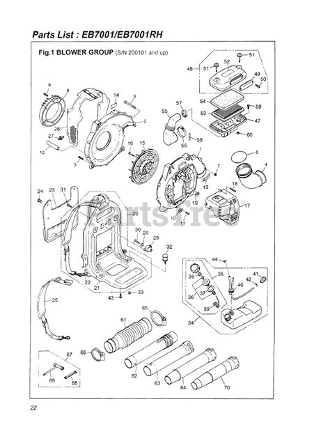 RedMax EB 7001 RH - RedMax Backpack Blower (SN: 00200101 - 40100100) (2002-05) 022 - BLOWER ...