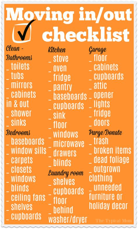 Printable Move Out Cleaning Checklist