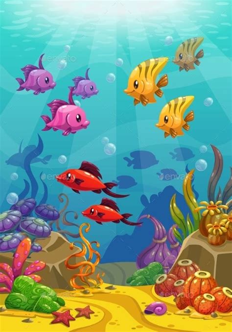 Underwater Cartoon Wallpaper : Pin On Vectors Illustration | Driskulin