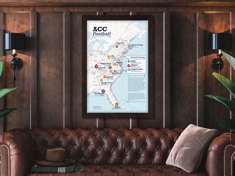 ACC Football Stadium Map: NCAA Football Poster or Pin Map - Etsy