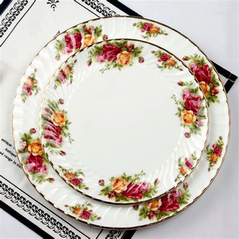 21.3cm 27.3cm Thread embossed bone china plates rose dishes-in Dishes ...