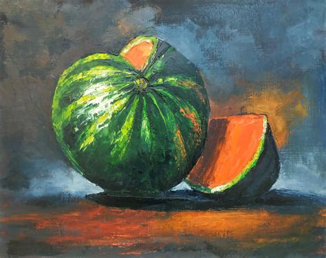 Watermelon Art Still Life Painting Fruit Painting Watermelon Decor ...