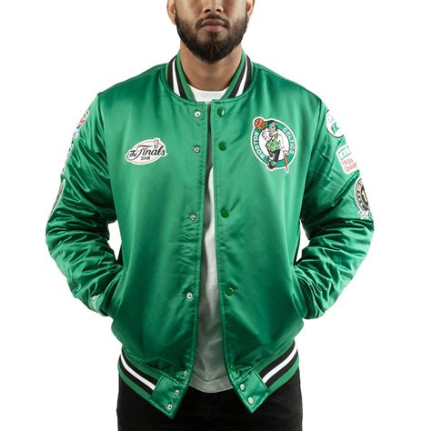 Bomber Green Satin Boston Celtics Champ City Jacket - Jackets Masters