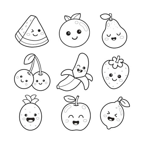 Cute Fruit Coloring Pages Images - Free Download on Freepik