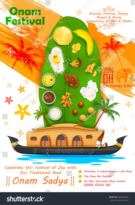 Illustration Onam Feast On Banana Leaf Stock Vector (Royalty Free ...