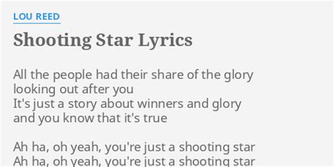 "SHOOTING STAR" LYRICS by LOU REED: All the people had...