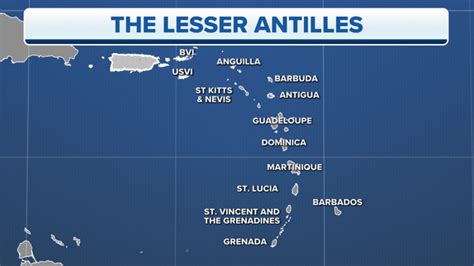 Where are the Lesser Antilles, Leeward Islands and Windward Islands ...