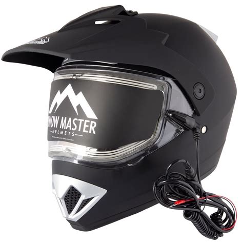 Snow Master TX-45 Flat Black Heated Shield Snowmobile Helmet or extras ...