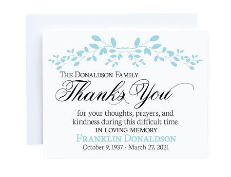 Buy Personalized Funeral Sympathy Condolence Thank You Cards, Memorial Thank You Notes, Choose ...