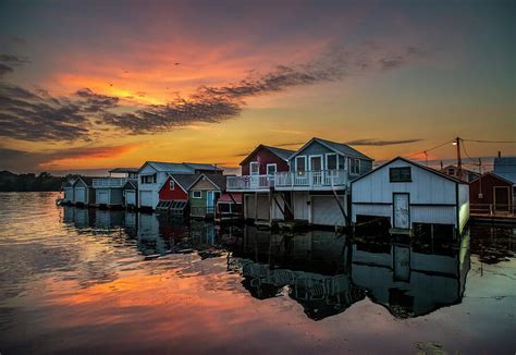 Boathouses On Canandaigua Lake Photograph by Mark Papke - Fine Art America