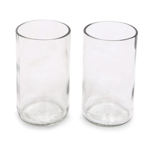 Artisan Crafted Recycled Clear Drinking Glasses (Pair) - Clear Sky | NOVICA