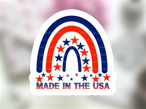 Made in USA Stickers PNG Printable Packing Sticker USA Flag | Etsy