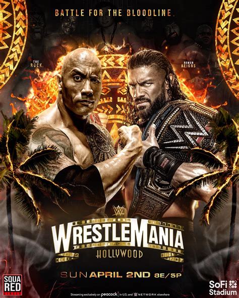 Poster I created for The Rock vs Roman Reigns at Wrestlemania. : r ...