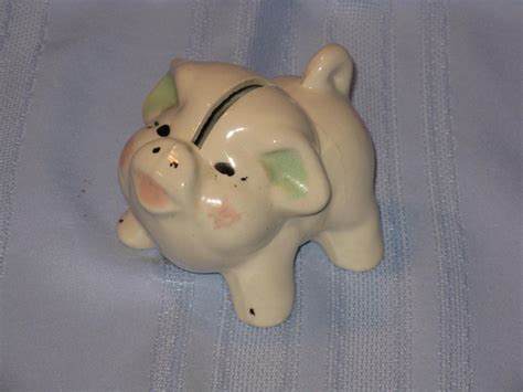 Cute small piggy bank ceramic vintage