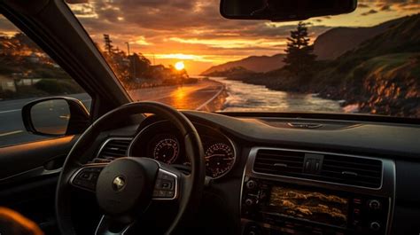 Premium AI Image | Driving during the sunset