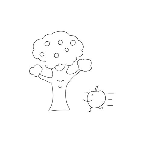 Premium Vector | Hand drawn kids drawing style cute an apple run ...