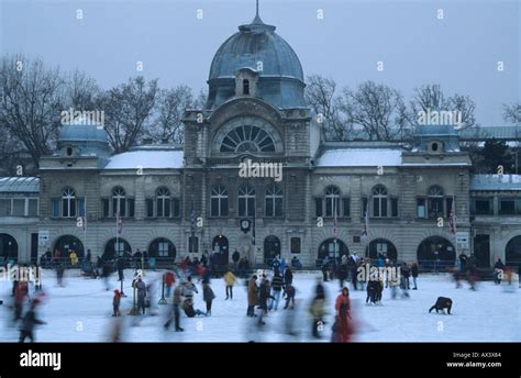 Public skating at City Park Ice Rink in the centre of Budapest, Hungary ...