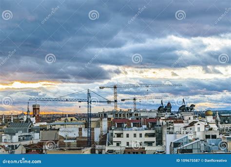 Aerial View Madrid Cityscape Stock Image - Image of travel, urban ...