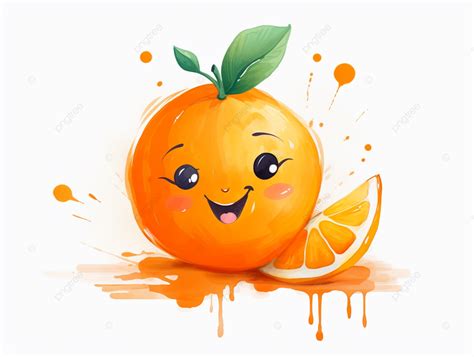 Cartoon Orange Drawing In Watercolor On White Background, Cartoon Art ...